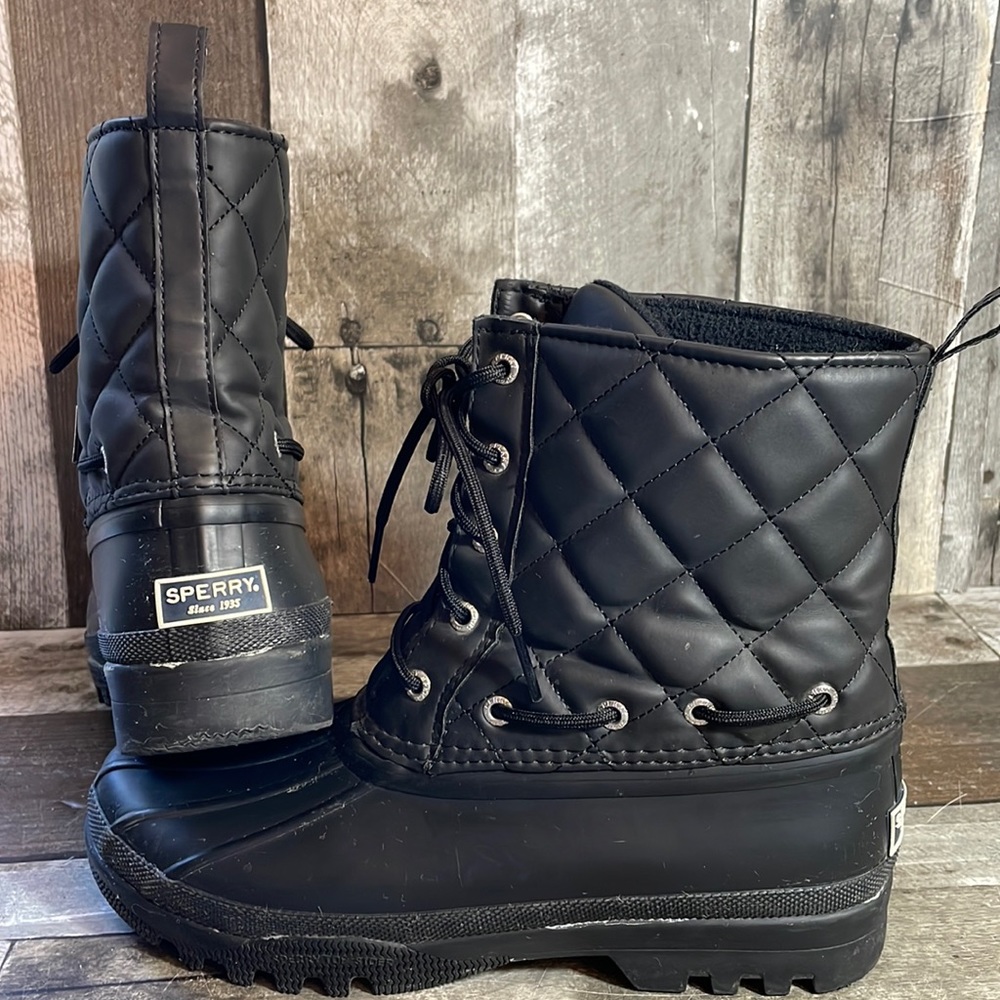 Sperry Waterproof Gosling Duck Boots Ankle Height Black Women’s Size 7